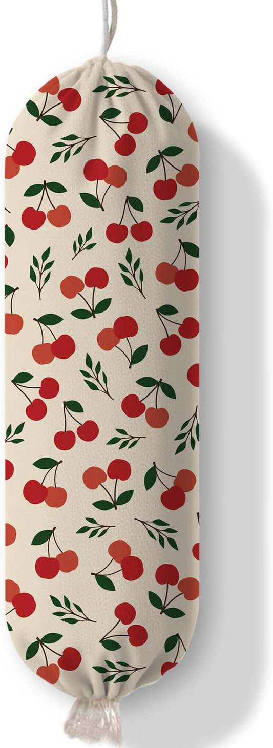 Plastic Bag Holder Cherry Bag Holder Dispenser, Plastic Grocery Bag Organizer & Wall Mount Paper Trash Bags Saver Storage for Kitchen Home Pantry Decor, Shopping Bags Storage Dispenser by Ialtsidws