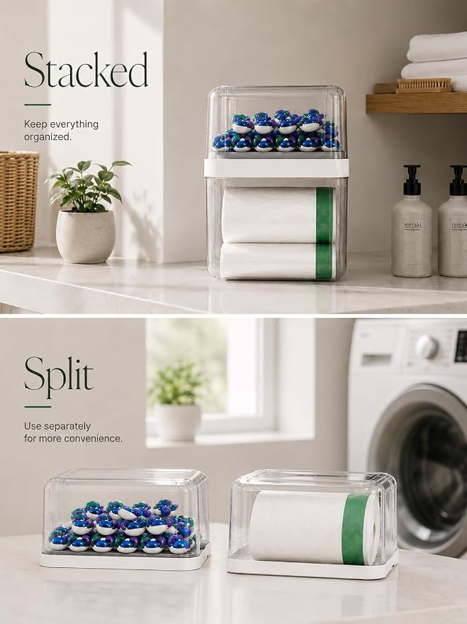 Trash Bag Dispenser & Dishwasher Pods Organizer, Clear Acrylic Garbage Bag Holder Under Sink Organizer With Removable Lid, Laundry Pods Container for Kitchen Pantry Laundry Room (3IN1 Dispenser) - Image 6