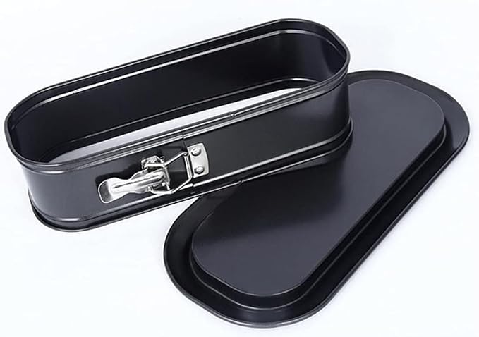 12 Inch Oval Non-Stick Springform Baking Pan Black | Removable bottom with quick release latch for easy cake demoulding - Image 4