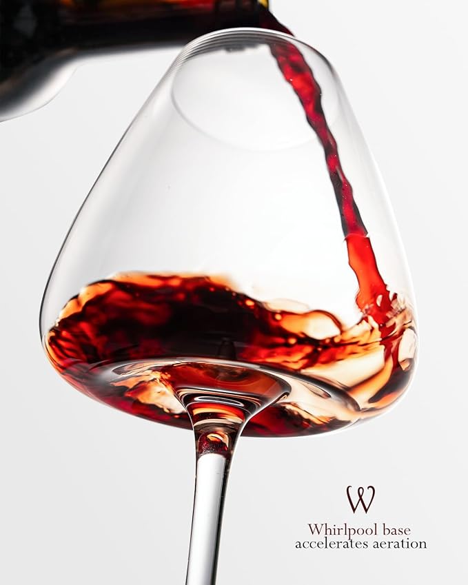 Hand-Blown 18OZ Crystal Wine Glasses Set of 4, Lead-Free Crystal Glasses with Unique Bottom Design for Red, White Wine, 530ml - Image 6