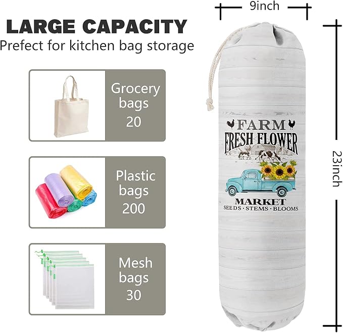 Grocery Bags Holder Organizer for Shopping Bags，Wall Mount Plastic Bags Storage Container Dispensers, Gift for Women Mother Grandmother Friend - Image 2