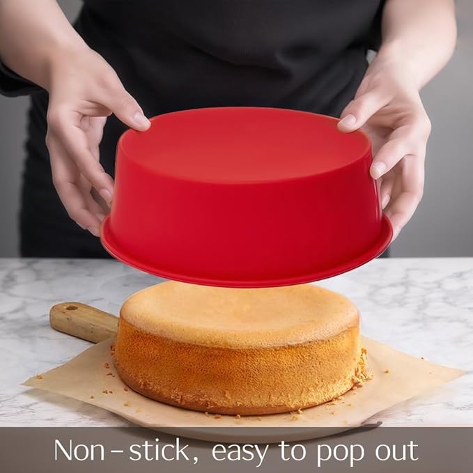 saphe Silicone 6 Inch Cake Pans - Round Baking Molds, Set of 4 Cake Molds for Layer Cake, Cheesecake, Rainbow Cake