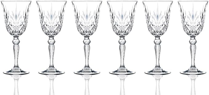 Lorren Home Trends Melodia Crystal Wine Glass Set of 6 by LorrenHomeTrends