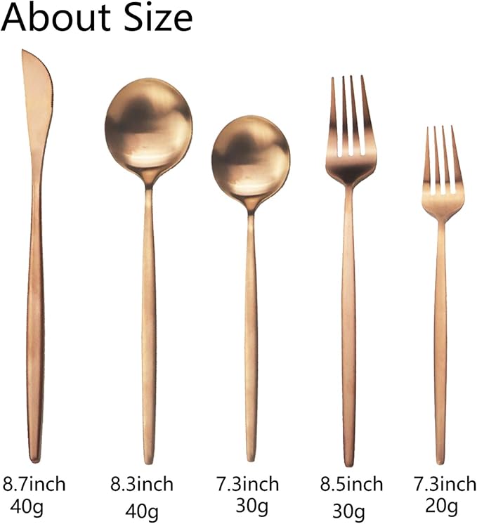 JASHII Flatware Silverware Set, Stainless Steel Satin Finish Cutlery Service for 6, 30-Piece Spoons and Forks Kitchen Utensils, Dishwasher Safe (Matte Rose) - Image 3