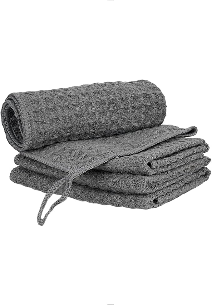 watchget 4 Pack Microfiber Espresso Barista Cleaning Towels, Dark Grey | Professional 12"x12" Lint-free Rags; Highly Absorbent Cleaning Towels for Espresso Steam Wands & Coffee Bar Counters by watchget