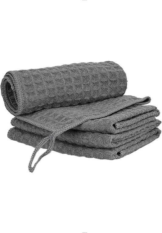 watchget 4 Pack Microfiber Espresso Barista Cleaning Towels, Dark Grey | Professional 12"x12" Lint-free Rags; Highly Absorbent Cleaning Towels for Espresso Steam Wands & Coffee Bar Counters by watchget