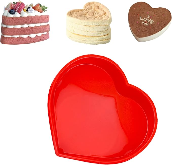 Large Heart Silicone Cake Pan Mold Easy Release Chocolate Mold Cake Trays for Valentine's Day Mousse Cake Baking, French Dessert, Jello, Pastry, Brownie, Ice Cube, Soap