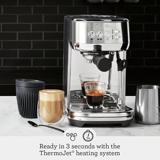 Breville BES500BST Bambino Plus Espresso Machine, Black Stainless Steel | Make café-quality espresso, lattes and cappuccinos at home with this compact, semi-automatic coffee maker for home baristas - Image 2