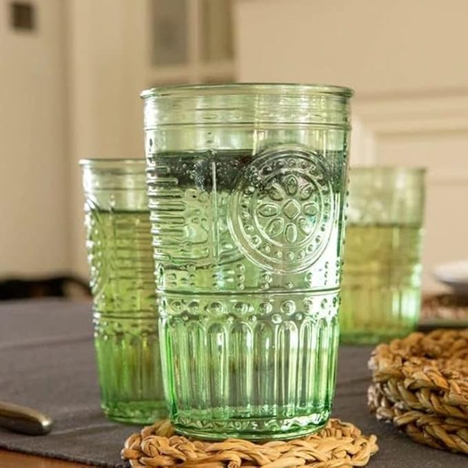 Bormioli Rocco Romantic Set Of 4 Tumbler Glasses, 11.5 Oz. Colored Crystal Glass, Pastel Green, Made In Italy. - Image 5