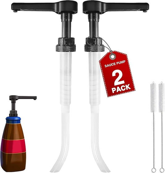 2Pcs Black Sauce Pump Dispenser for 64 oz Chocolate Pumpkin Caramel Sauce Bottles, Reusable Large 15CC Syrup Pump Dispenser for Vanilla Mocha Sauces