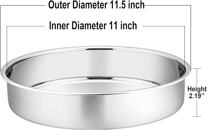 P&P CHEF 11 Inch Cake Pan Set of 4, Stainless Steel Round Cake Pans Tins | Baking Round Cake Bakeware for Birthday Wedding, Leak-proof & Mirror Finish & Easy Releasing, Dishwasher Safe - Image 2