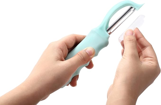 Spring Chef Swivel Vegetable Peeler for Kitchen w/Soft Grip Handle, Mint | Premium Potato Peeler w/ Ultra Sharp Stainless Steel Blades, Multifunctional Veggie Peeler for Apple, Carrot, Cucumber, Fruit - Image 8