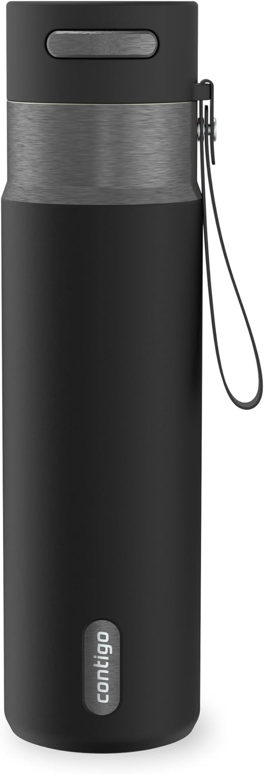 Contigo AutoSeal 24 oz Stainless Steel Vacuum-Insulated Water Bottle with Leakproof Push-Button Spout & Lock, Carry Strap, BPA-Free & Lead-Free, Dishwasher Safe by Unknown
