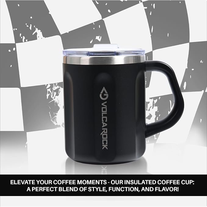 Stainless Steel Coffee Mug with Handle, 16 oz Double Wall Vacuum Insulated Travel Mug Tumbler With Slider Lid, Great Tea Mug for Men and Women (Black) - Image 2