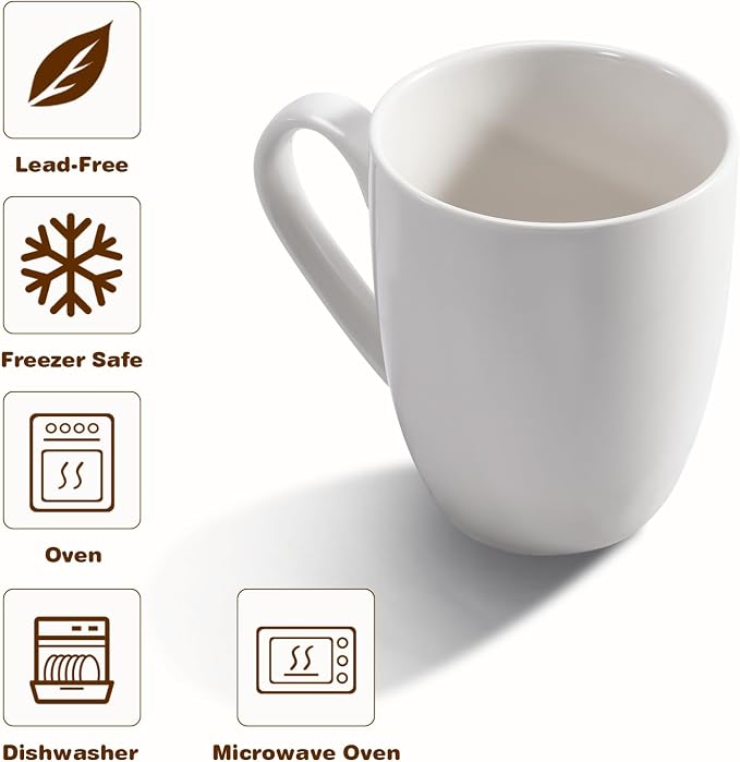Urbanstrive 16 oz Large Coffee Mug with Handle Tea Cup Novelty Coffee Cup Idea Gift for Men Women Office Work, White (White) - Image 3