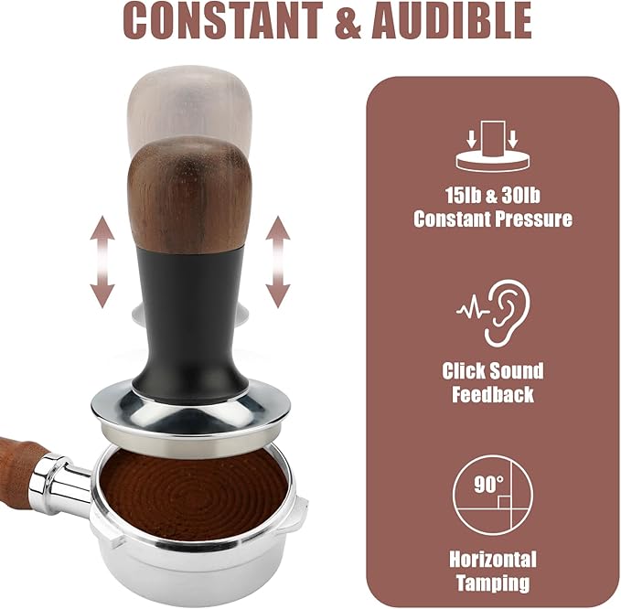 SHIKORI 58mm Espresso Tamper, Premium Barista Coffee Tamper with Calibrated Spring Loaded, Stainless Steel Ripple Base for Breville Series 58mm Portafilter Basket (Black)
