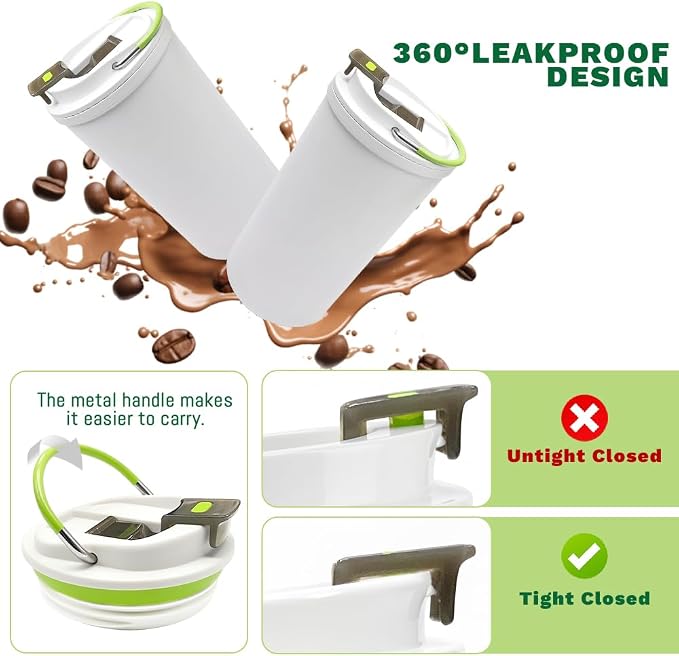 SPLMIFA Travel coffee mugs leak-proof, reusable coffee cup with lid, stainless steel vacuum insulated coffee tumblers, thermal insulation cups for men & women keep drinks hot & cold (6th-White, 12OZ) - Image 5