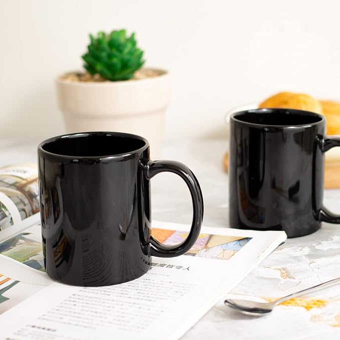 BYCNZB 12oz coffee mug set of 6 Coffee Mugs for Coffee, Tea, Cocoa, Milk（black） - Image 2