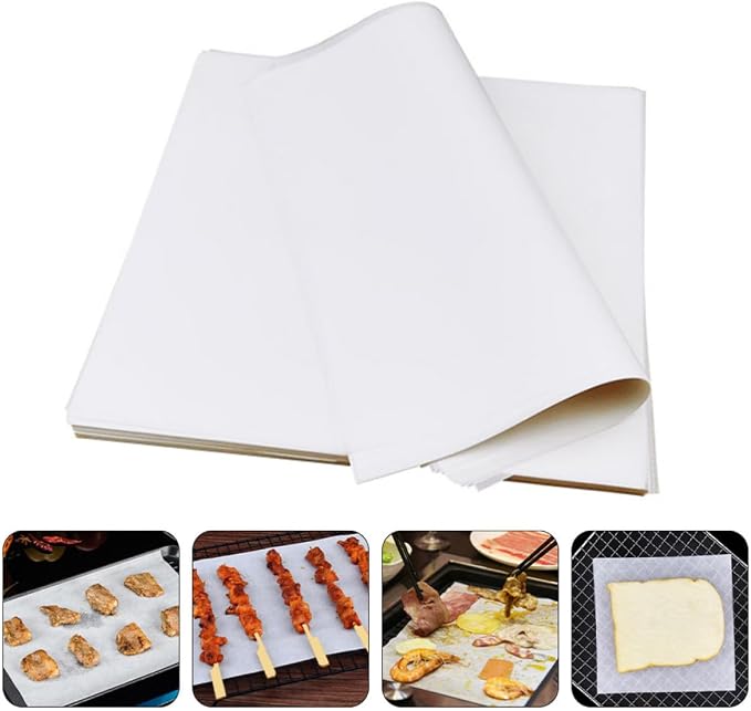 KOMBIUDA 500pcs Greaseproof Pizza Pads Non-stick Oil Absorbing Paper Sheets for Baking and Food Use, 8-inch Square White Parchment Paper for Pizza, Bread, and Snack Oil Resistance - Image 6