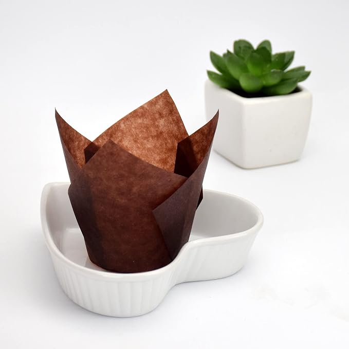 200pcs Tulip Cupcake Liners, Standard Greaseproof Paper Baking Cups Muffin Liners Holders Perfect for Bridal Showers, Baby Showers, Birthday Parties, Banquets, and Catering Events (Brown) - Image 4