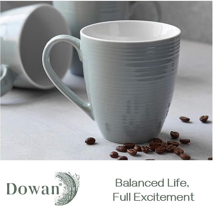 DOWAN Coffee Mugs, 17 Oz Coffee Mug Set of 6, Corrugated Tea Mugs (Grey) - Image 2