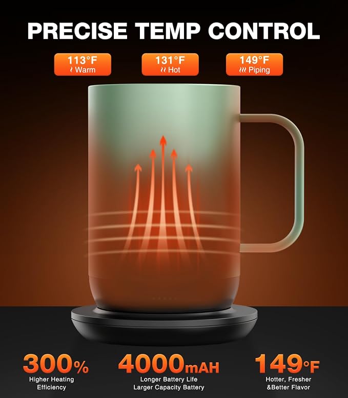 Kepwam Self-Heating Coffee Mug T1, 16oz Rechargeable Heated Coffee Mug, Smart Coffee Warmer Mug with App-Controlled,Advanced Temperature-Controlled Heating Coffee Gifts for Women Men Coffee Lover - Image 2