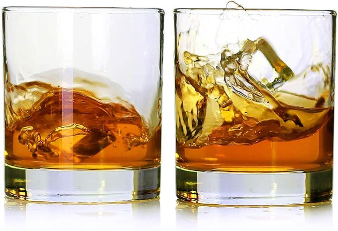 Whiskey Glasses,Set of 2,11 oz,Premium Scotch Glasses,Bourbon Glasses for Cocktails,Rock Style Old Fashioned Drinking Glassware,Perfect for Father's Day,Party,Bars,Gift, Restaurants and Home by KGnB