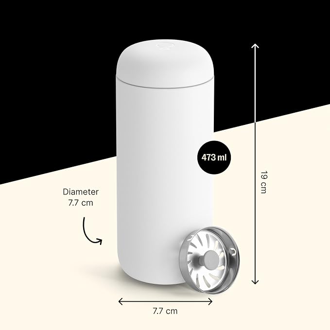 Fellow Carter Move Ceramic Lined Travel Coffee Mug 16 oz - Leak-Proof Lid | No Metallic Taste, Dishwasher Safe, Hot 12Hr Cold 24Hr, Stainless Steel Tumbler, BPA-Free, Fits Cup Holders, Matte White - Image 3