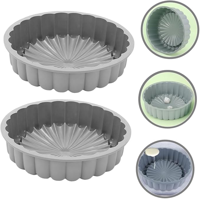SECFOU 2pcs Food-grade Silicone Round Cake High Temperature Baking Tray for Cheesecakes Tarts and Pies Versatile Nonstick Modern Design - Image 5