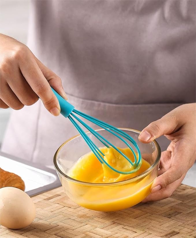 Mini Silicone Whisk, 12-Pack Portable Egg Whisk, Small Whisks For Cooking, Manual Handheld Milk Frothers, Household Egg Blender Silicone Whisks For Cooking (12PCS-Blue)