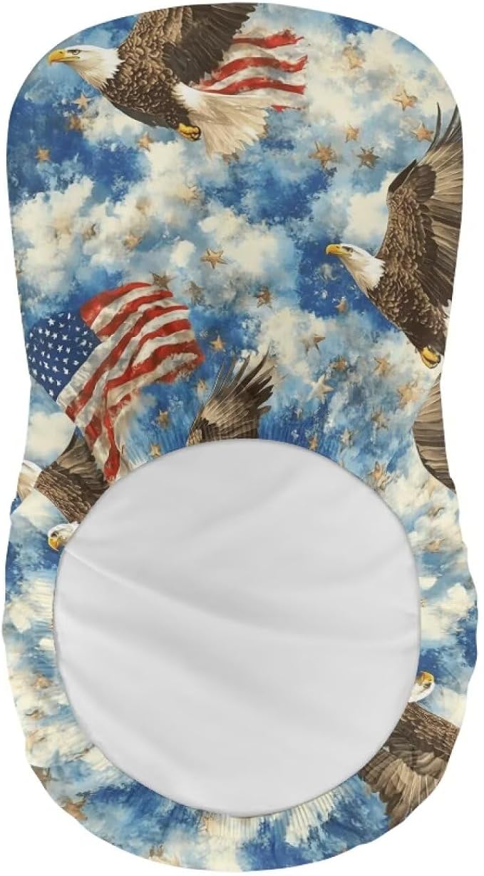 Eagle USA Flag 2 Pcs Bar Stool Covers Dining Chair Replacement Cover with Elastic Band Non-Slip Bottom for Barstool Padded Chair Slipcover - Image 5