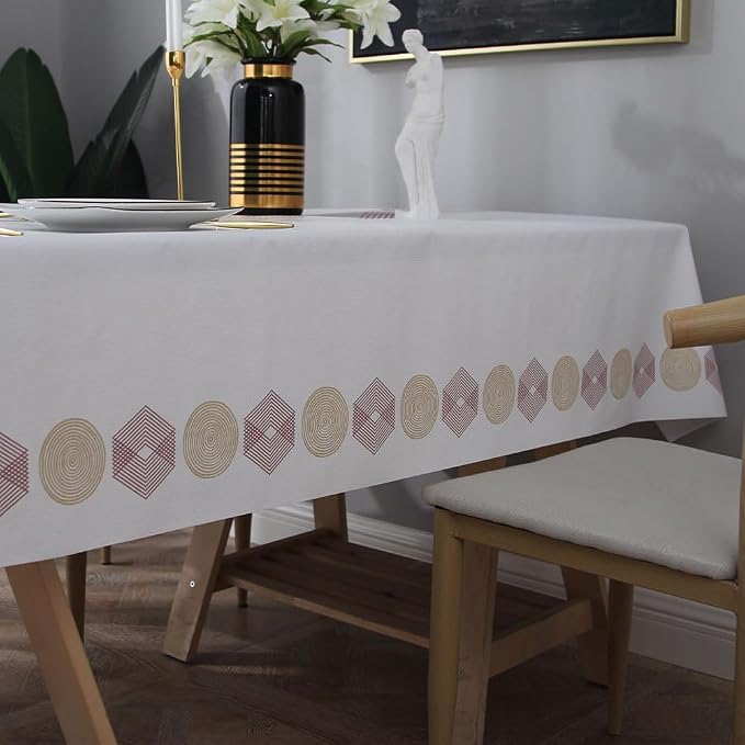 Wipeable Waterproof Tablecloth Vinyl Tablecloths for Rectangle Tables Heavy Duty PVC Tablecloth for Kitchen Dining Table(Geometry-2, 54'' x 108'') - Image 5