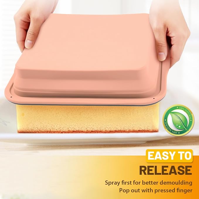 7x7 Silicone Square Cake Pan with Metal Reinforced Edge, Nonstick Brownie Baking Pan, BPA Free, Oven Safe Flexible Silicone Mold, Suitable for Making Cakes, Brownies, Bread, Pie, Lasagna - Image 5