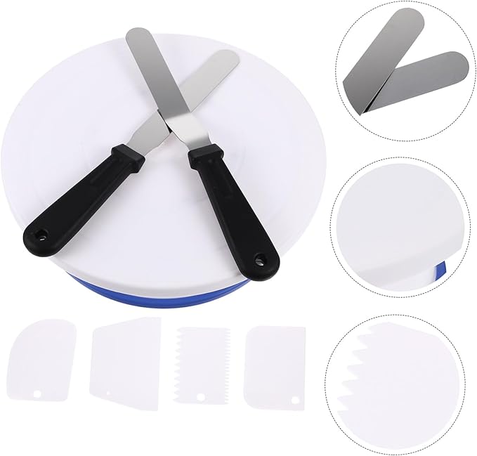 Cake Decorating Turntable with Smooth Rotation Double Bearings Spatula and Scraper for Baking DIY Dessert Stand Practical Cake Decorating Table for Bakery and Party Use