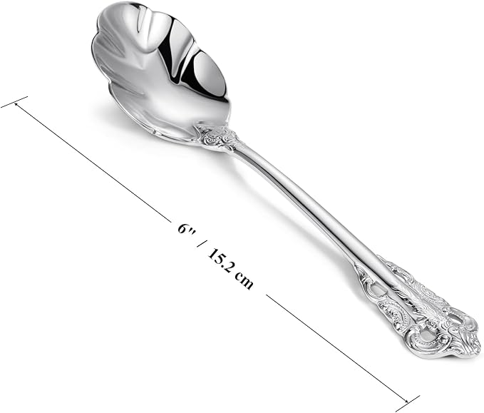 KEAWELL Premium Luxury 4-Piece 6" Tea Spoon Set, 18/10 Stainless Steel, Vintage Coffee Espresso Demitasse Spoons, Smooth Edges, Dishwasher Safe (Silver)