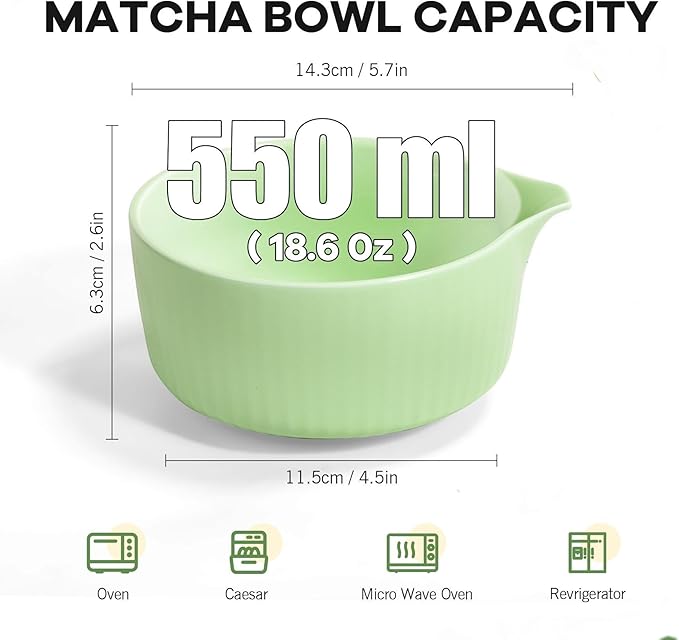 Ceremony Matcha Kit with Bamboo Scoop, Whisk, Holder, Sifter, Chawan Ceramic Bowl with Spout, 5 Pcs Green Matcha Whisk Set-High End Matcha Gift Set Made in Japan for Matcha Lovers and Starters