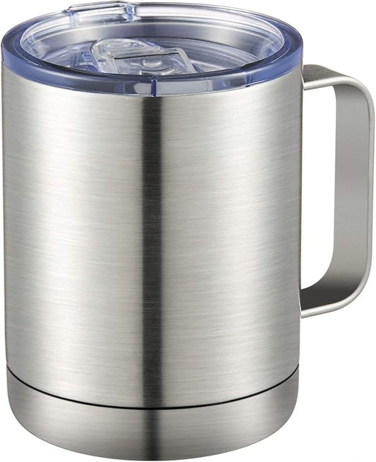 MEWAY 12oz Coffee Mug With Handle,Stainless Steel Insulated Travel Tumblers With Sliding Lid,Double Wall Vacuum Camping Cup for Hot & Cold Drinks Tea (Sliver,Set of 1) by MEWAY