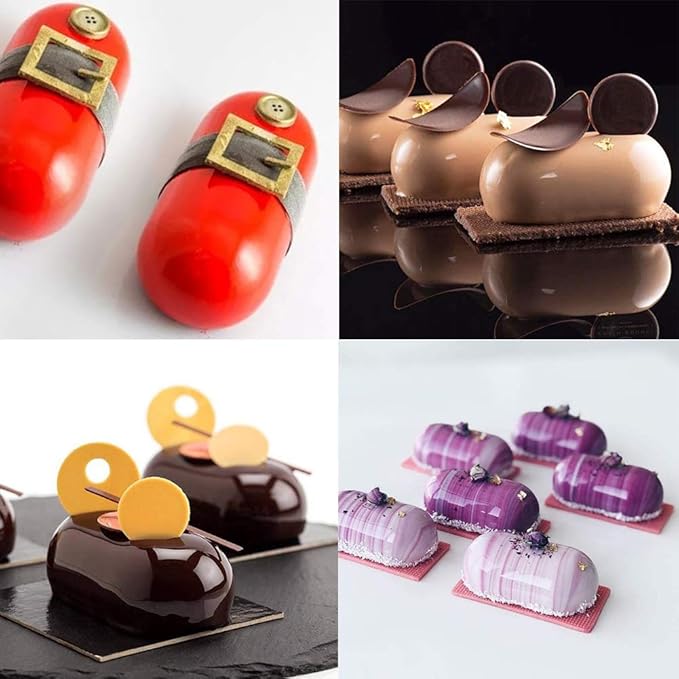 Silicone Molds Baking for Mousse Cake, 3D Baking Molds Dessert Mould for Chocolate Pastry Jelly Cheesecake, Pillow Shape (8-Cavity)