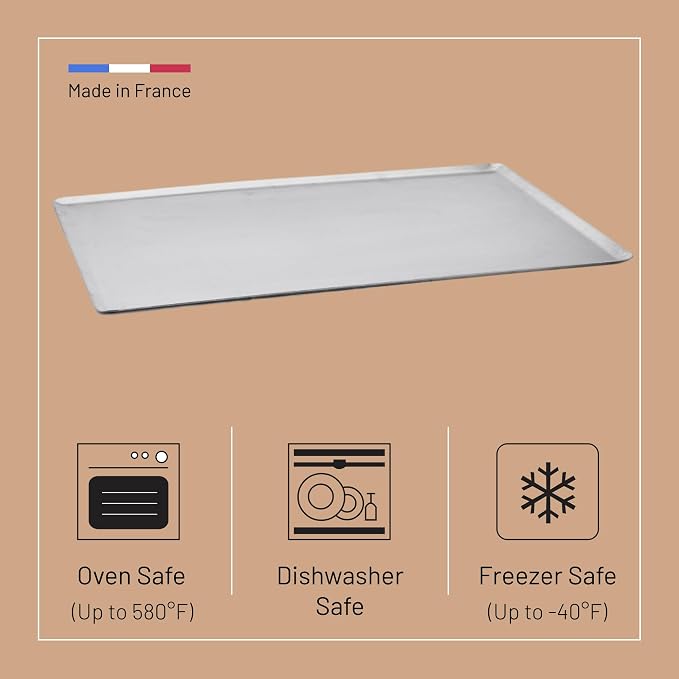 de Buyer Aluminum Baking Sheet - 23.6” x 15.75” - Perfect for Pastries, Cookies, Pizza & Tarts - Easy to Clean - Dishwasher Safe - Image 3