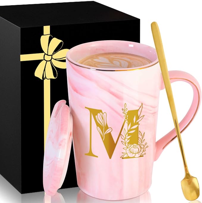 Personalized Ceramic Coffee Mug with Lid Gifts Tea Cup Women Wife Ideal from Husband Happy Birthday Wedding Romantic Best Cool Personalized Unique Special Custom Christmas Xmas Valentines Present,M by MNZZ