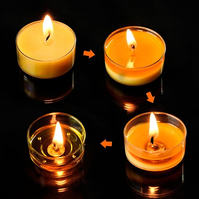 16PCS Pure Beeswax Tealight Candles, Natural Scent, Clear Cup