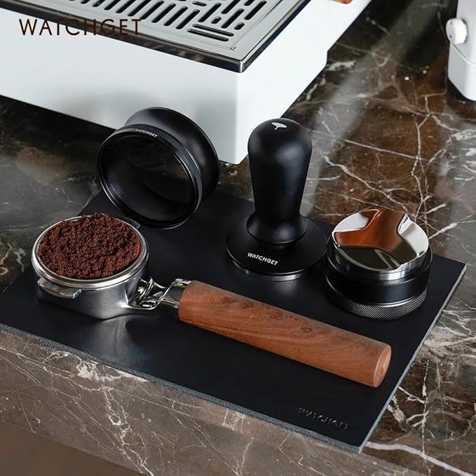 watchget 58mm Espresso Coffee Tamper 30lbs Double Spring Loaded Tamper Barista Calibrated Coffee Tamper Fits 58mm Portafilter Espresso Machine Anodized Aluminum Handle and Stainless Steel Flat Base