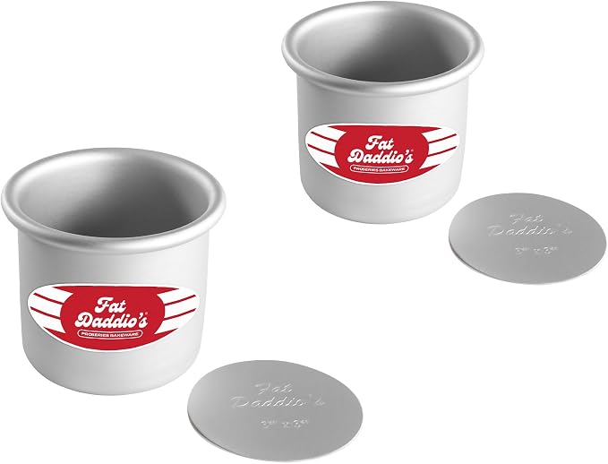 Fat Daddio's PCC-33SET Anodized Aluminum Round Cheesecake Pan with Removable Bottom, 3 x 3 inch, Set of 2 by FatDaddios