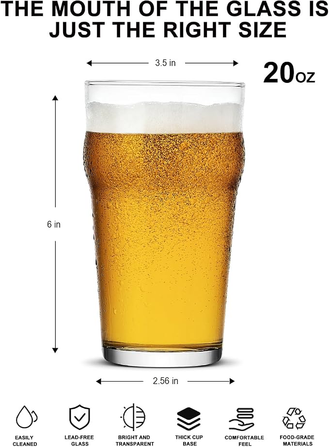 LUXU Pint Glasses,20oz British Beer Glass,Easy to Stack Beer Glasses | Drinking Glasses Made for Cold Beverages,2pc Beer Glass,Pilsner Glasses,IPA Beer Glass. Glassware Beer Cup,Beer Gifts for Men - Image 2