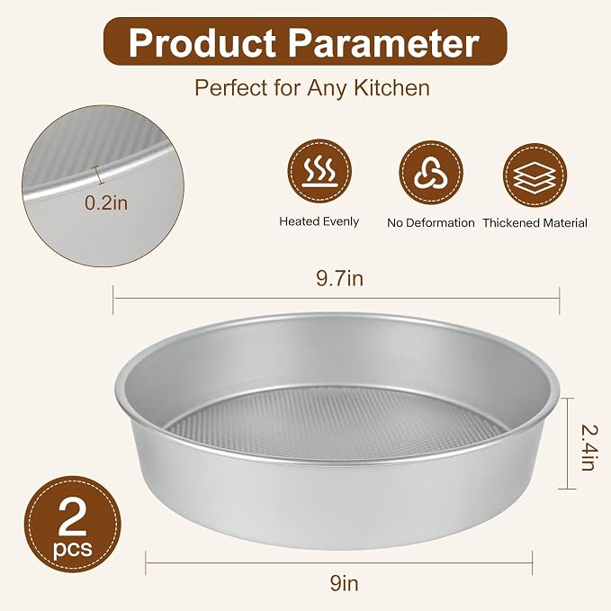 9 Inch Round Cake Pan Set of 2 – Nonstick Cake Pans for Baking, Heavy Duty Steel with Honeycomb Texture, Easy Release & Even Heating, Ideal for Layer Cakes, Cheesecakes & Bakeware Gift Set - Image 4