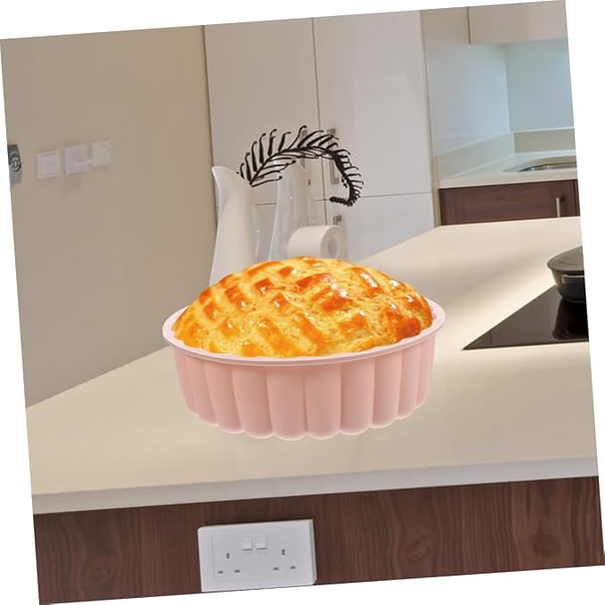 SECFOU 2pcs Round Silicone Cake Pan Non-stick Flower Shaped Molds for Cheesecake Brownies Tarts and Pies Food-grade High-temperature Resistant up to Pink and Lake Blue - Image 3