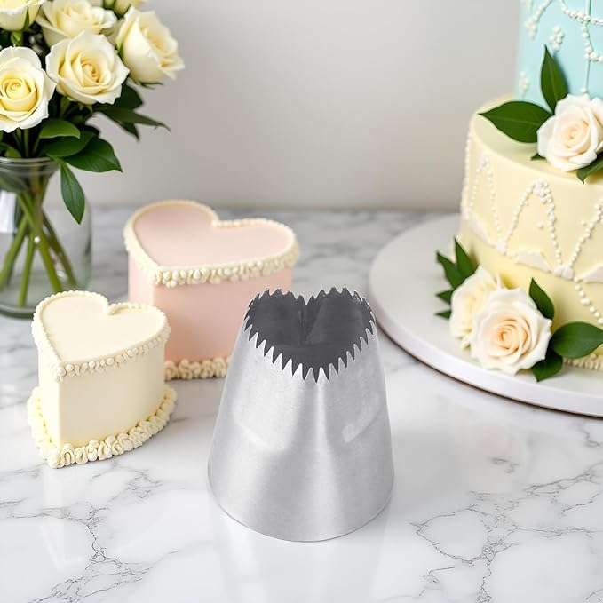 Silver Stainless Steel Heart-shaped Cake Icing Piping Decorator, Dessert Mold Shaping Piping Tips, Nozzles Mold, Piping Flowers Icing Pastry Frosting Nozzles, Icing and Piping Tips, Decorating Tools