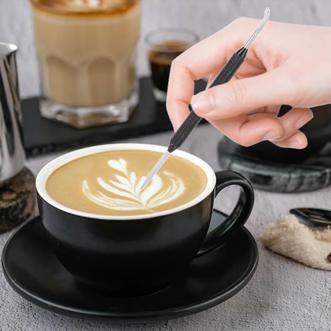Joyzan Coffee Latte Art Pen, Stainless Steel Spice Cappuccino Pull Needle Decorating Tool Fancy Stitch Barista Precision Carving DIY Kitchen Gadget Espresso Machine Supply Home Cafe Brewing Settings