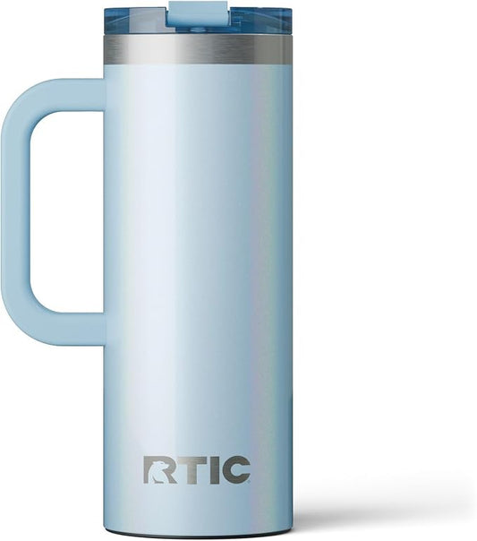 RTIC 20oz Road Trip Travel Mug with Lid and Handle, Ceramic Lined, Insulated, Stainless Steel, Metal, Double Wall Vacuum-Insulation, Portable Coffee, Tea Cup for Hot and Cold Drink, RTIC Ice Glitter by RTIC