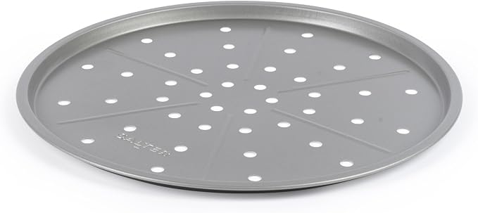 Salter Essentials Pizza Tray – Non-Stick Coating, Round Baking Tray, Dishwasher Safe, Easy to Clean, Made in The UK, Durable Carbon Steel, Garlic Bread, Lightweight Oven Sheet, PFOA-Free, BW13671 | Non-Stick PFOA-Free Coating, Dishwasher Safe, Even Hea... by Salter